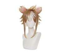 Wig For Anime Genshin Impact Cosplay Gorou Wig Short Brown White Wig with Ears OneSize wigwithEars