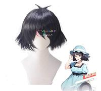 Wig for Anime Steins Gate Ruka Urushibara Shiina Mayuri Cosplay perruque noir court bouclé Halloween cheveux synthétiques + bonnet de perruque gratuit