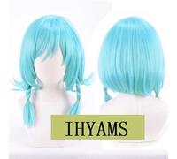 Wig for BanG Dream Hikawa Hina Cosplay Perruque Bleu Droit Tressé Court Femmes Synthétique Anime Perruques + Perruque Cap CHINE comme l'image