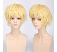 Wig for Carnival Nightlife CluI Party Dress Up Wig Cos Wig Juvenile Anti-Curled Short Hair Color Universal Men'S Wig Cosplay Anime Wig Color:Pl-002-14#Golden Yellow