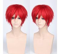 Wig for Carnival Nightlife CluI Party Dress Up Wig Cos Wig Juvenile Reverse Warped Short Hair Color Universal Men'S Wig Cosplay Anime Wig Color:Pl-002-6#Red