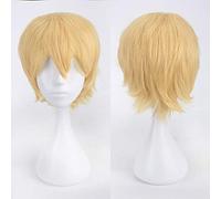 Wig for Carnival Nightlife CluI Party Dress Up Wig Cosplay Anime Wig Universal Color Harajuku Anti-Curled Men'S Short Hair Anti-Curled Style Color: K049-12 No. Prince Gold