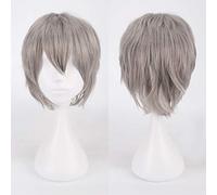 Wig for Carnival Nightlife CluI Party Dress Up Wig Cosplay Anime Wig Universal Color Harajuku Anti-Curled Men'S Short Hair Anti-Curled Style Color: K049-3 Gray