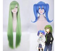 Wig for Carnival Nightlife CluI Party Dress Up Wig Cosplay Wig Little Blue Female And Little Green Female To Female Double Tiger Clip Green Long Straight Hair Color: Little Green (Female)