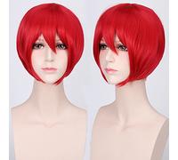 Wig for Carnival Nightlife CluI Party Dress Up Wig Cosplay Wig Multicolor Universal Face Short Hair Msn Black And White Short Hair Bobo Headgear Wig Color:K047-8 Dark Red