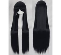 Wig for Carnival Nightlife CluI Party Dress Up Wig Cosplay Wig Universal 100Cm Color Long Straight Hair Cos Animation High Temperature Wire 099 Color:Rose Net 018 [1 Meter] Black