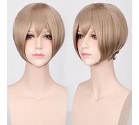 Wig for cosplay wig multicolor universal face short hair MSN black and white short hair bobo headgear wig color:K047-11 dark linen
