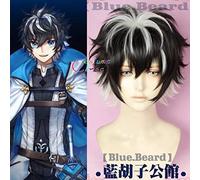Wig for Destin Extella Link FGO Saber Charlemagne court couleur mixte noir blanc cheveux synthétiques résistant à la chaleur Cosplay + bonnet de perruque gratuit