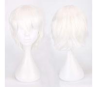 Wig for Fashion Trend For Daily Use Cosplay Anime Wig Universal Color Harajuku Anti-Curled Men'S Short Hair Anti-Curled Style Color: K049-1 White