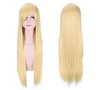 Wig for Halloween Fashion Christmas Party Dress Up Wig Cosplay Wig Universal 80Cm Color Long Straight Hair Style For Men And Women Universal Straight Hair Color:Zf80-01 Light Gold (Rose Net)