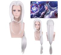 Wig for Halloween Fashion Christmas Party Dress Up Wig King Game Glory Soul Jie Bu Ming Shiyin Cosplay Wig Silver Middle Section