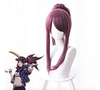 Wig for Jeu LOL KDA Akali Cosplay perruques Style The Rogue Assassin femmes cheveux Explosion tourné queue de cheval Halloween noël perruques