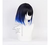 Wig For Kimetsu no Yaiba Hashibira Inosuke Wigs Cosplay Costume Short Blue Ombre Heat Resistant Hair Wigs + Free Wig Cap OneSize b