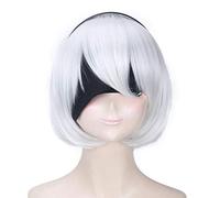 Wig for NieR Automata 2B YoRHa No.2 Type B Femmes Perruque Courte Costume Cosplay Perruques De Cheveux Synthétiques Résistant À La Chaleur (Pas De Bandeau Patch)