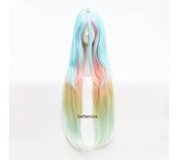 Wig For No Game No Life Shiro Cosplay Wig Natural 100cm Long Straight Blue Purple Mix Synthetic Hair For Halloween Party +Crown+Wig Cap OneSize onlywig