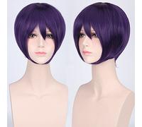 Wig for Perfect for everyday parties Cosplay Wig Multicolor Universal Face Short Hair Msn Black And White Short Hair Bobo Headgear Wig Color:K047-16 Black Purple