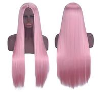 Wig for Perfect for everyday parties Cosplay Wig Universal Scalp Black Long Straight Hair 80Cm Anime Wig Color: Tender Pink