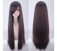 Wig for Props Matching Performance Modeling Cosplay Wig Universal 80Cm Color Long Straight Hair Style For Men And Women Universal Straight Hair Color:Zf80-04 Dark Brown (Rose Net)