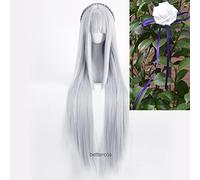 Wig For Re:Zero Life in a Different World from Zero Emilia Cosplay Wigs Long Heat Resistant Synthetic Hair Wig + Wig Cap WigandFlower