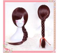 Wig for Takerlama Game Over Watch OW D.Va DVa Copslay Costume Année du Coq Twist Braid Cosplay Perruque Cheveux Bruns 70cm + Bonnet de Perruque comme sur la photo