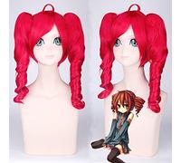 Wig for VOCALOID Kasane Teto Rouge Deux Queues De Cheval Ondulés Perruque Bouclée Cosplay Costume Femmes Résistant À La Chaleur Synthétique Cheveux Perruques + Chapeau De Perruque Gratuit