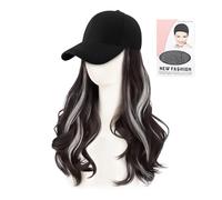 Wig Hat - Wig bouclé de 19,6 pouces pour le style, bonnet ajusté respirant avec des poils réalistes, faux cheveux pour les vêtements de voyage quotidien
