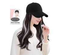 Wig Hat - Wig bouclé | Poiffure à coiffure de 19,6 pouces avec chapeau | Cheveux synthétiques réalistes avec des chapeaux réglables respirants pour le style, les vêtements quotidiens, les voyages