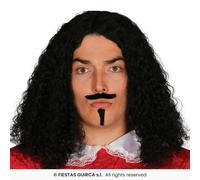 Wig Historique Avec Moustache & Barbe De Bouc Homme À Ondulations