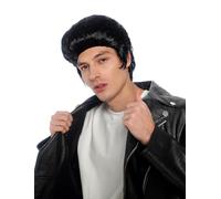 WIG ME UP - 0074-P103 Perruque Homme Halloween Carnaval Quiff Noir Années 50 60 Rockabilly Mod King