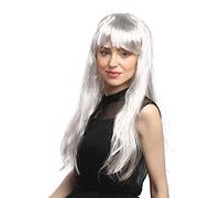WIG ME UP - 31757-P309-Silver Perruque Dames Carnaval Gris Argent mèches Longs Lisses Poney 65 cm