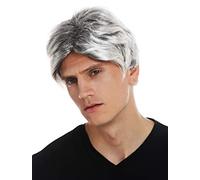 WIG ME UP - 31862-P1T615 Perruque Carnaval Halloween Hommes Court ondulé mélange Noir argenté Platine mèches