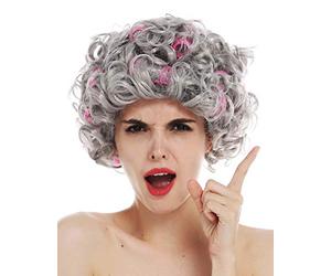 WIG ME UP - 3195-ZA68A Perruque Femmes Halloween Carnaval Gris Boucles bou igoudi Mamie Grand-mère