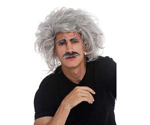 WIG ME UP - 31999-FR68A Perruque Carnaval Halloween Einstein Fou Scientifique Papi Professeur Gris Sauvage Moustache