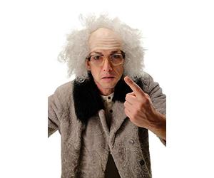 WIG ME UP - 3893-P68A Perruque grise calvitie Einstein vieux grand-père savant-fou professeur pour homme carnaval halloween