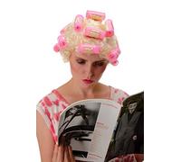 WIG ME UP - 4204 Perruque Dames Carnaval Halloween Femme au Foyer, bigoudis, Blond Lumineux Drag Queen