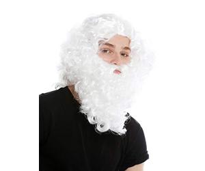WIG ME UP - 8115 B-P68 Perruque Barbe Set Blanc ermite Sauvage prophète Moïse Noé Sorcier Magicien