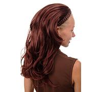 WIG ME UP - 90607-35 Mi-perruque noble avec serre-tête tressé longue ondulée mèches look-mouillé brun rouille brun