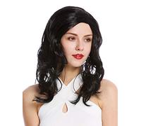 WIG ME UP - 90831-ZA103 Perruque Dame Carnaval Longue ondulée Raie Milieu Noire