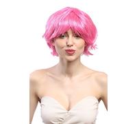 WIG ME UP - 90862-ZAC5B-ZA28 Perruque Dames Carnaval Court ondulé, Sexy Rose Glam Disco