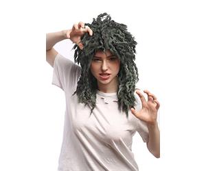 WIG ME UP - 90889 Perruque Femmes Hommes Carnaval Gris Vert Brun Afro Rasta, Neptune, sirène, Aquarius