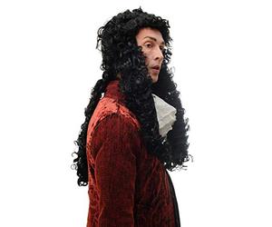 WIG ME UP - 90921-ZA103 Perruque Hommes Carnaval Baroque Renaissance Noble Seigneur Prince Louis XIV Noir Longs bouclés 70 cm