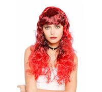 WIG ME UP - 90925-ZA13/ZA103 Perruque femme Halloween frange bouclée longue noire rouge sorcière démone diablesse femme fatale