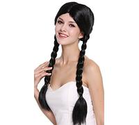 WIG ME UP - 90958-ZA103 Perruque Dame Carnaval Halloween Deux nattes Raie Centrale Noir 60 cm