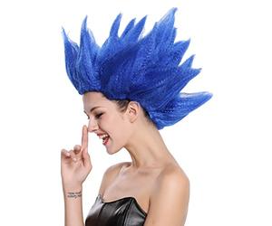 WIG ME UP - 91062-PC3 Perruque Dame Homme Carnaval Halloween Cosplay Fleur Tulipe démon fée Bleu crêpée