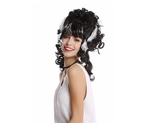 WIG ME UP - 91082-ZA103+ZA62 Perruque noire blanche mèches haute dame halloween boucles Frankenstein femme ténèbres comtesse vampire