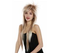 WIG ME UP - 9666-27T613 Perruque dames hommes années 80 glam rock crêpée longue mélange blond