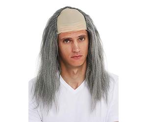 WIG ME UP - BL201503 Perruque Carnaval Halloween Hommes Chauve début de calvitie Longs Cheveux Gris mèches Igor Frankenstein
