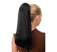 WIG ME UP - BRO-525-1B Extension queue de cheval avec grosse pince très longue lisse volume noire