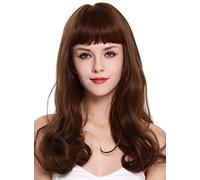 WIG ME UP - C8140-8/30 Perruque dame longue ondulée bouclée frange mélange châtain brun