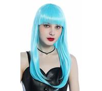 WIG ME UP - CW-053-T4516 Perruque femmes carnaval halloween longue lisse frange bleu clair disco
